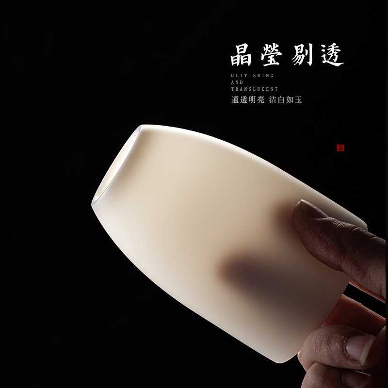 Dehua white porcelain biscuit firing hand made of pure white jade porcelain office cup of individual men and women drinking glass cup cup high - grade a warm hand