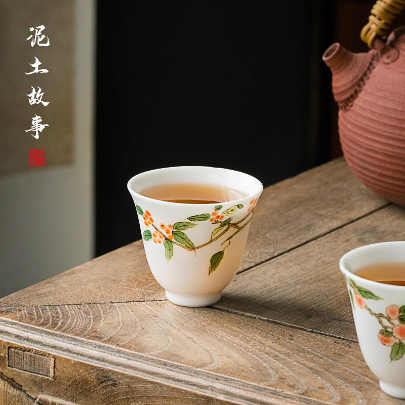 Jingdezhen hand - made pure manual under glaze color porcelain ceramic kung fu tea set personal sample tea cup cup cup single CPU