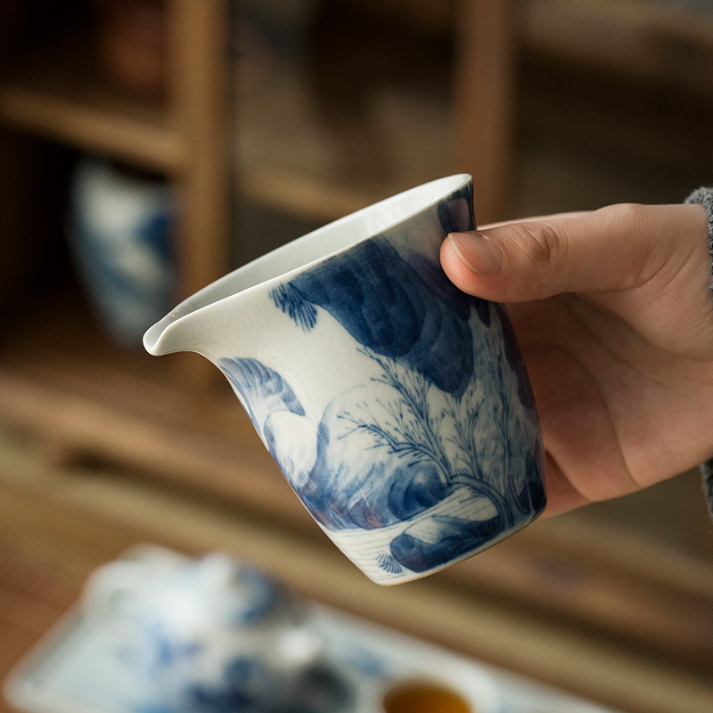 Jingdezhen hand - made porcelain kangxi landscape points of tea ware fair keller kunfu tea, kungfu tea set