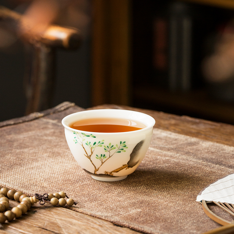 White porcelain pure hand - made master kung fu tea tea cup cup single cup sample tea cup a single large tea bowl of ceramics