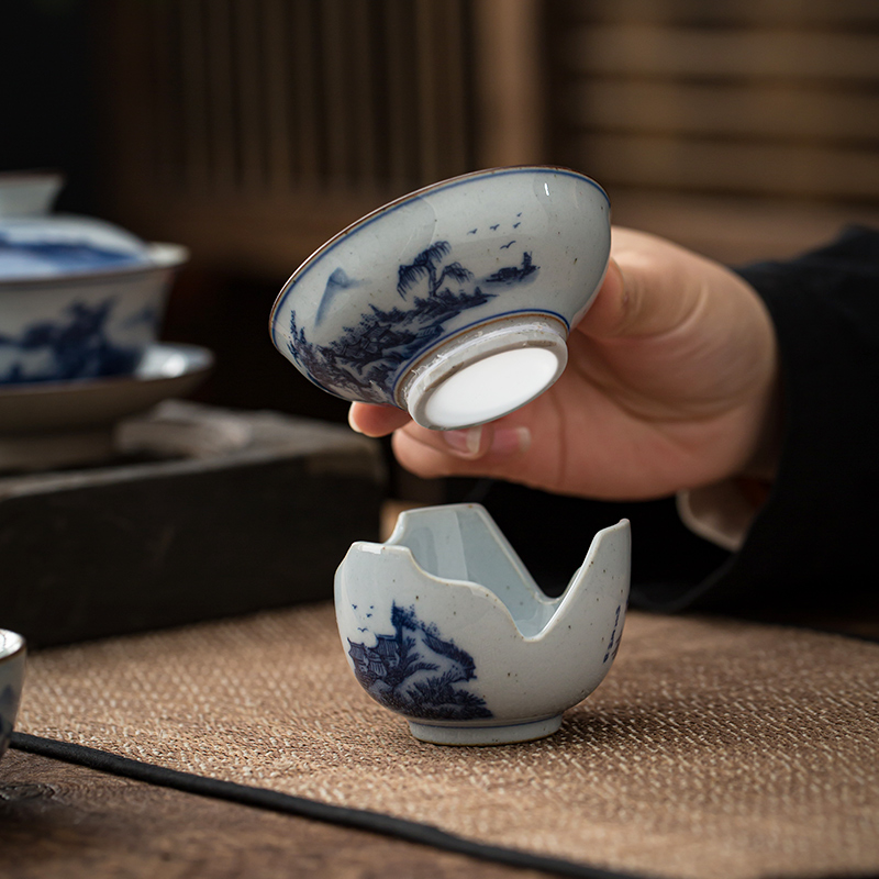 Jingdezhen porcelain hand - made) ancient some ceramic porcelain kung fu tea set of the filter tea tea - leaf filter tea accessories