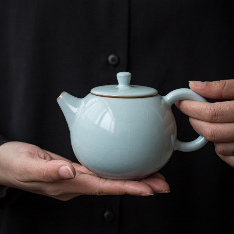 Hand your up teapot was slicing can be a single pot jingdezhen undressed ore ceramic porcelain crack celadon gift boxes