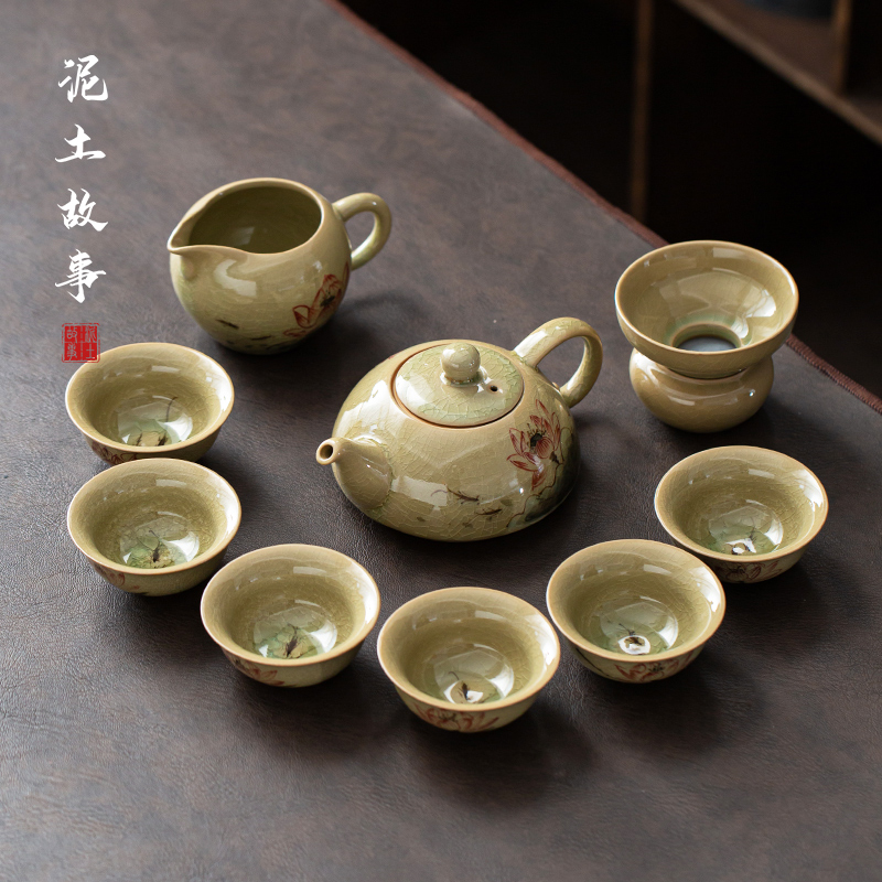 Ceramic hand - made tea set gift boxes of household contracted the up kung fu tea tea office whole sitting room