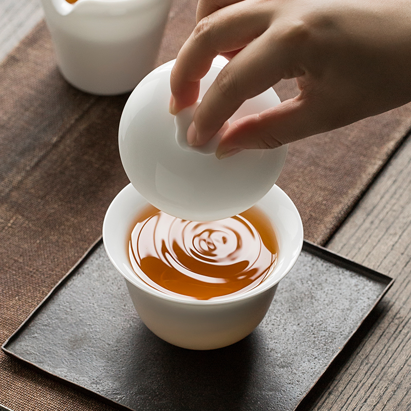 Sweet white porcelain manual only three tureen suit thin foetus jingdezhen ceramic cups a single large kung fu tea bowl