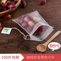 100 pumping nylon 6*8cm with line label Tea label tea bag Tea bag Filter bag Disposable tea bag