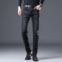 Hong Kong summer jeans mens black thin straight trendy brand all-match slim-fitting small pants high-end casual long pants