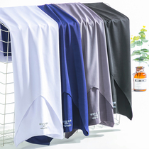 Ice Silk no trace short sleeve T-shirt mens V neck collar slim stretch stretch sports half sleeve shirt summer thin base shirt