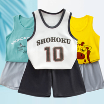 Childrens vest wearing girls pure cotton baby Primary School students small hurdles sleeveless suit sports children boys summer thin