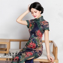 Refusing thousands of pieces of a true silk qipao samsilk high-end mother to improve the long walk show 2022 spring new products