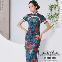 Unique design sensation 2022 Spring new heavy pound mulberry silk real silk qipao long style walk show big code daily improvement