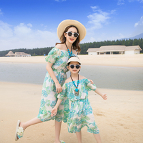Internet celebrity beach parent-child summer dress 2022 new trendy Sanya tourism seaside vacation mother and daughter dress chiffon dress