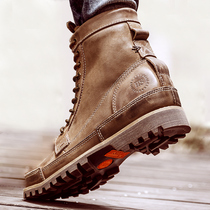 Shanghai brand Martin boots top layer cowhide mens boots autumn and winter leather high-top shoes British trend tooling boots