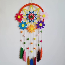 Cloud wooden dream catcher diy wind chime hanging ornaments kindergarten hanging ornaments childrens handmade white embryo creative color painting