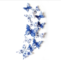 Kindergarten classroom wall layout blue and white porcelain decoration creative three-dimensional color butterfly room shop window stickers