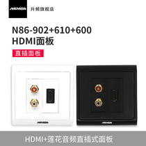 MAMBA Live-up HDMI Plus Lotus 2RCA Red White Audio Socket Hdmi Line 2 0 HD Video 86 Type wall plug