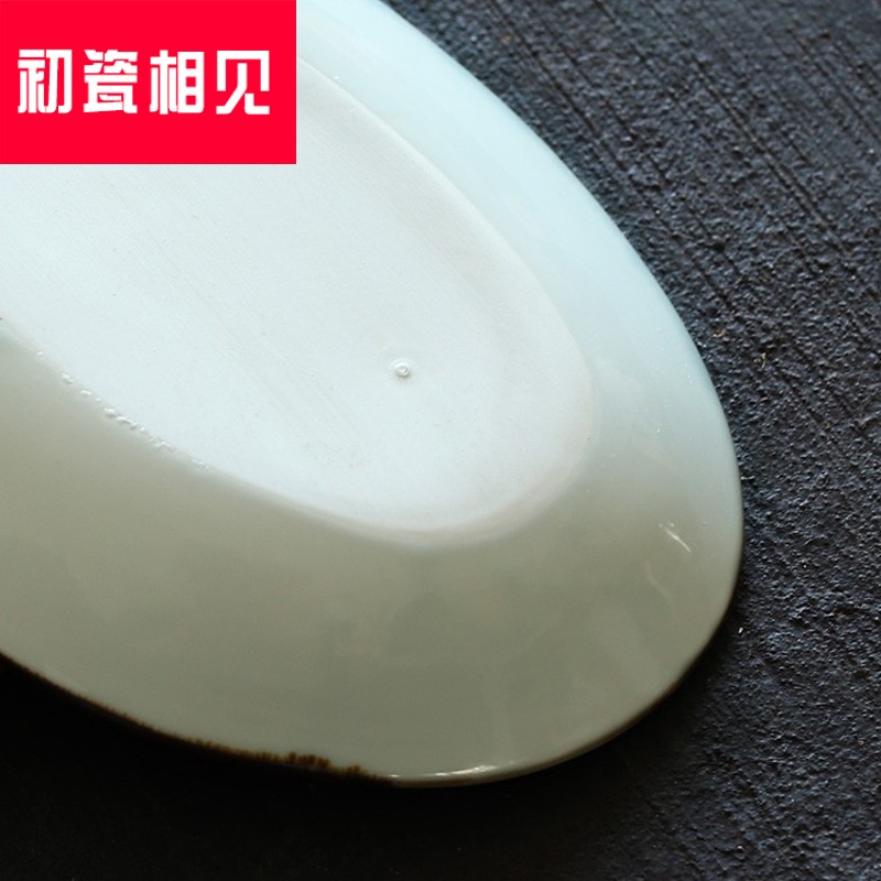 Porcelain meet each other at the beginning of long home soup plate disc abnormity tableware creative dish plate Japanese contracted fish dish GT - PZ - A move