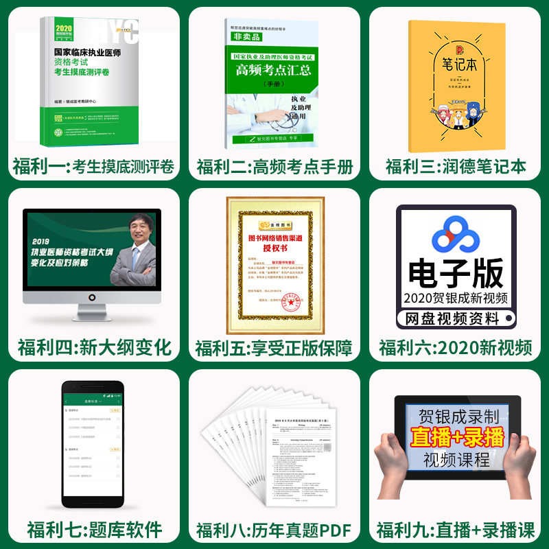 现货速发新版2020贺银成执业医师考试用书全套辅导讲义+历年真题+实践技能应试指南贺银成国家临床执业助理资格考试教材辅导书