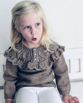 Dora pullover Lace Ruffle Sweater text description translation knitting diagram from top to bottom non-finished