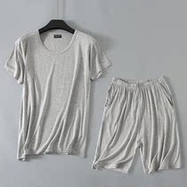 Modal short-sleeved shorts suit loose plus size 200 kg home clothes can be worn outside dad casual five-point pants