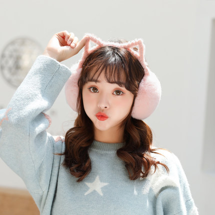 韩版ins可爱猫耳朵保暖耳罩学生