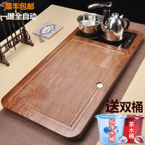Automatic tea set Household simple living room Kung fu one solid wood tea tray Pear tea table Induction cooker whole set