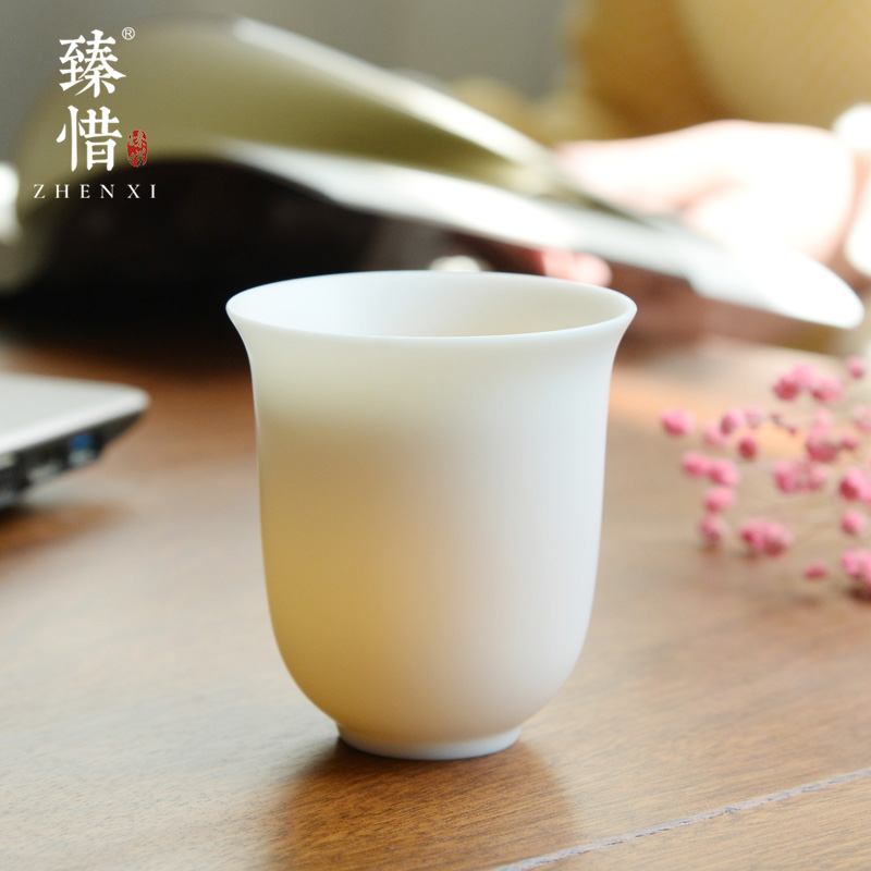 Become precious little Chinese dehua white porcelain suet jade porcelain ceramic cups undressed ore unglazed sample tea cup kung fu tea masters cup