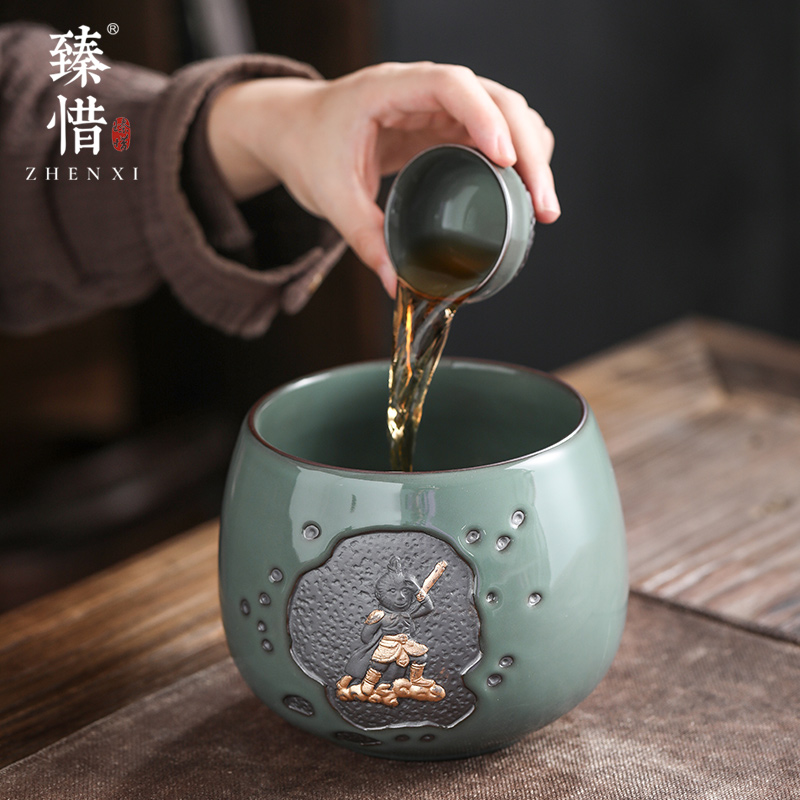 Become precious little retro hot ceramic large cylinder tea wash water wash water jar household kung fu tea tea tray tea accessories