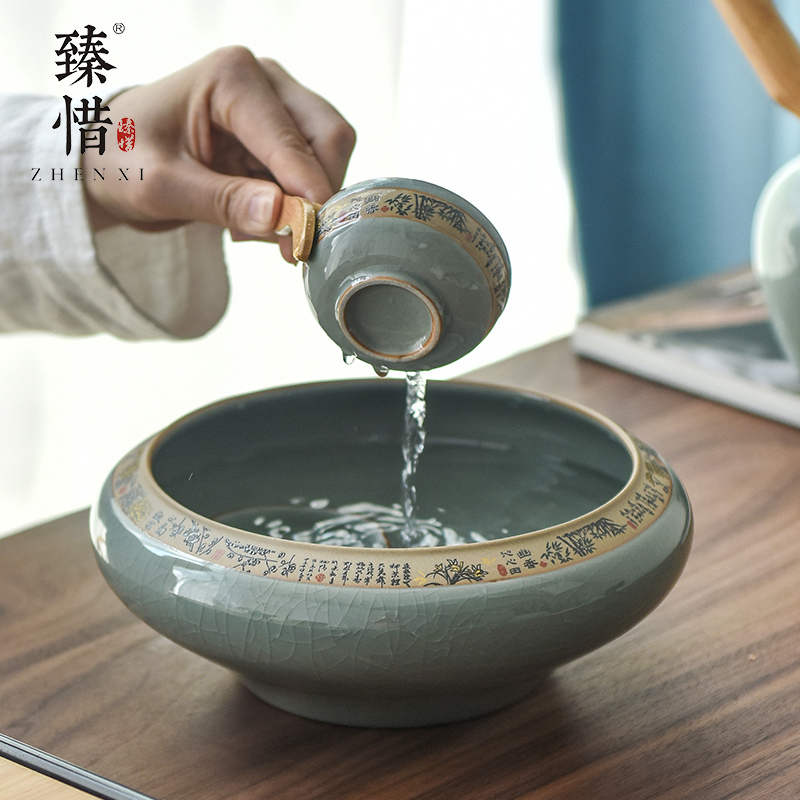 Become precious little elder brother up with tea to wash to the ceramic household kung fu tea tea accessories for wash writing brush washer wash large cup