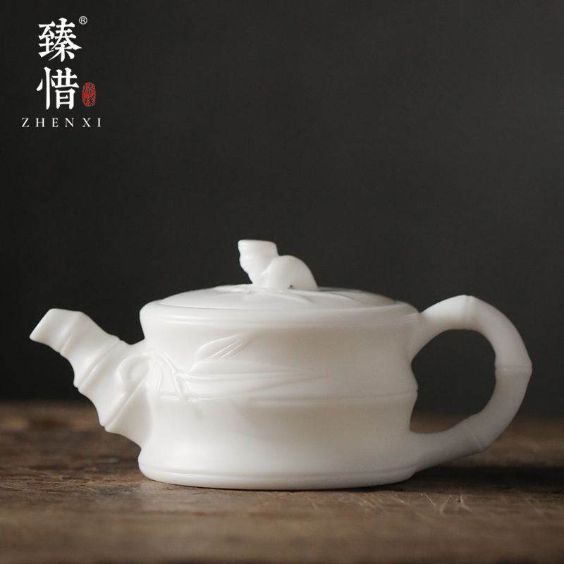 Become precious little dehua biscuit firing suet jade white porcelain teapot household kung fu tea teapot pure manual xi shi pot