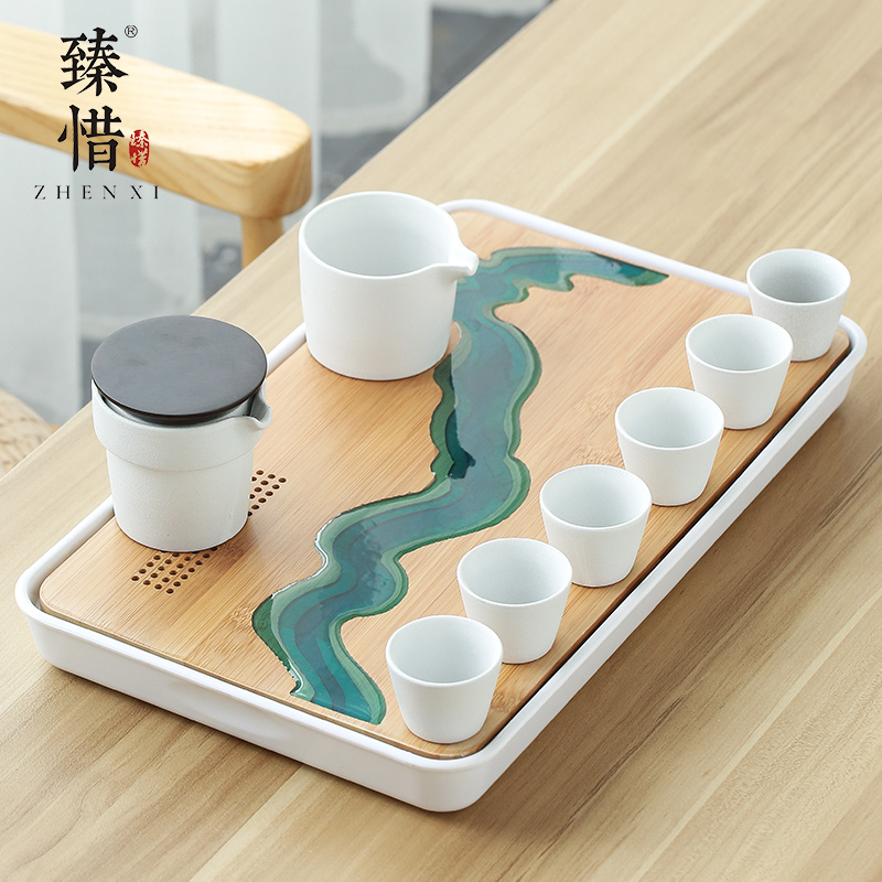 Become precious little ceramic cup to crack a pot of two cups of portable package travel household contracted dry tea tray was kung fu tea set
