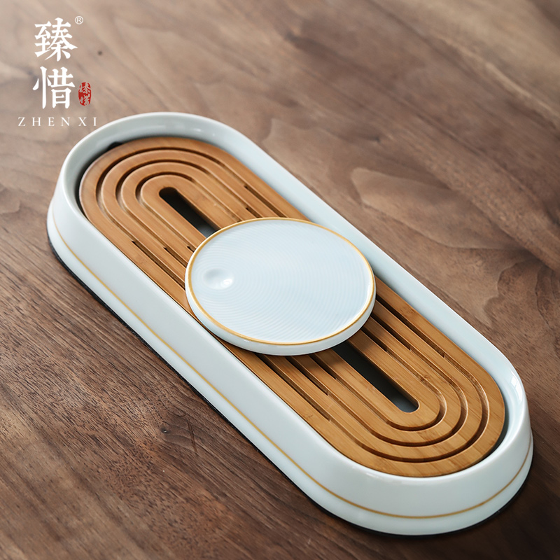 By understanding the modern kung fu tea set home sitting room portable travel crack cup contracted small ceramic tea tray