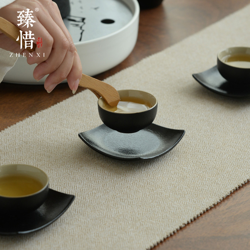 Become precious little ceramic kung fu tea cup mat of black mini cup mat mat mat the teapot tea spare parts