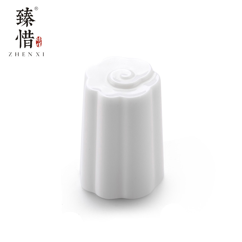 Become precious little dehua white porcelain kung fu tea set lid cup tea taking parts suit tea art cover frame