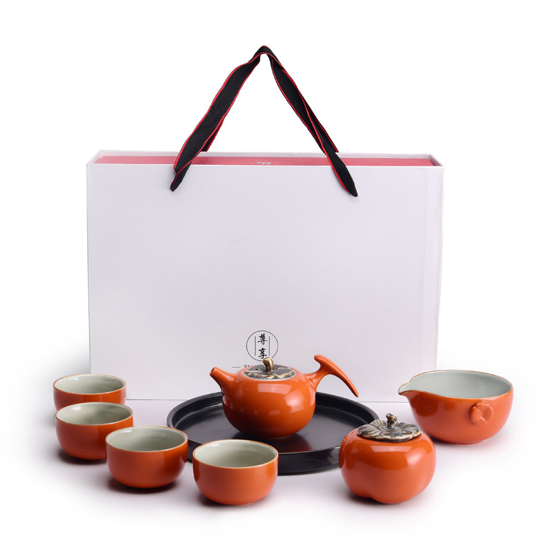 "Cherish all the best gifts ceramic kung fu tea set household contracted travel crack cup dried tea tray