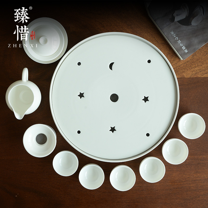 Precious little white porcelain of China be contracted mini household utensils suit Japanese work travel package ceramic kung fu tea set