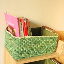 Handmade woven basket storage basket toy snack storage basket sundry box desktop book storage box straw frame