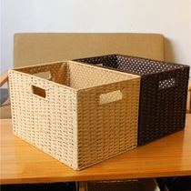 Hand-woven storage box snacks sundries storage box living room coffee table desktop without cover straw storage basket preparation frame