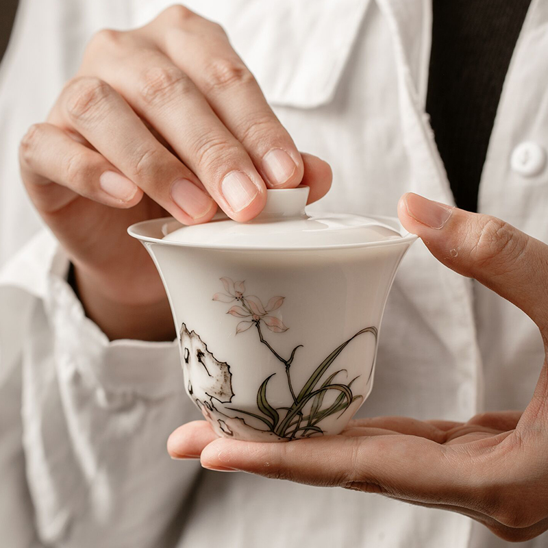 The Self - "appropriate content taihu hand - made tureen jingdezhen single CPU use kung fu tea bowl with a single suit