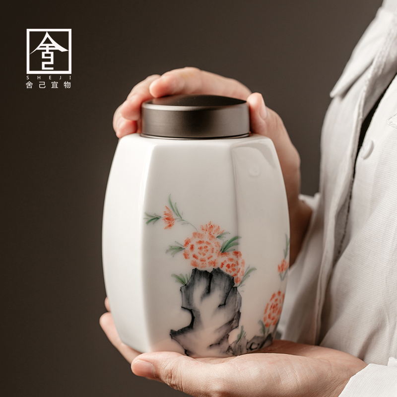 The Self - "appropriate content of jingdezhen hand - made caddy fixings Chinese seal pot receives Japanese tea pot ceramics