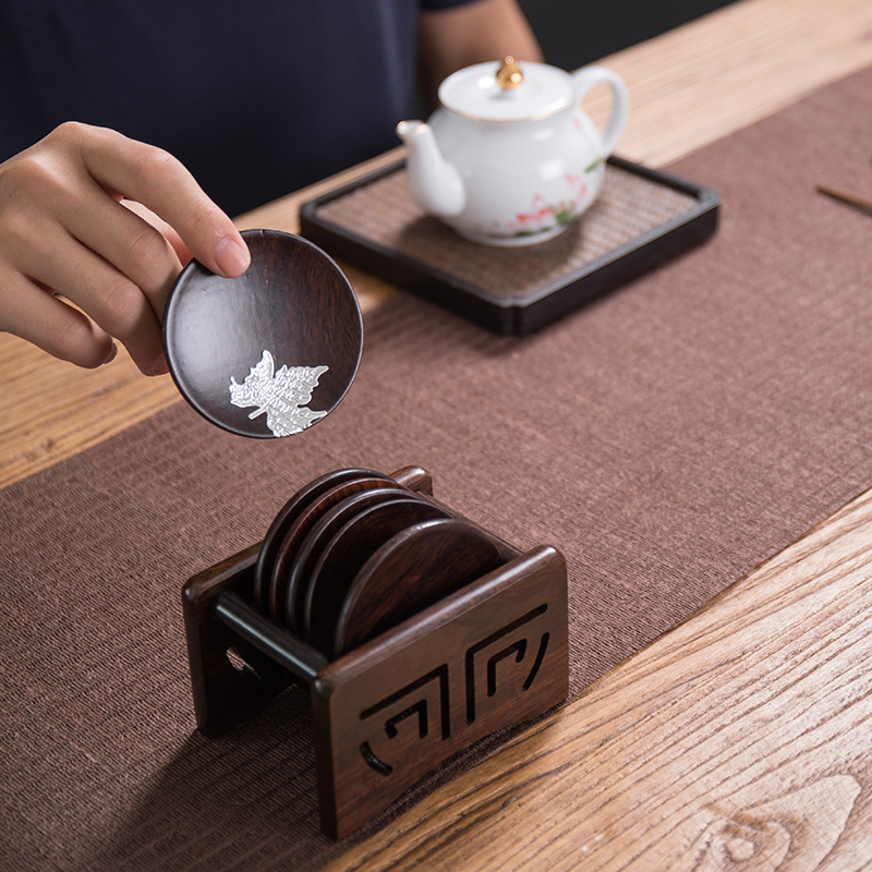 Treasure minister 's ebony wood tea cup mat cup tea kungfu combination of Japanese tea accessories