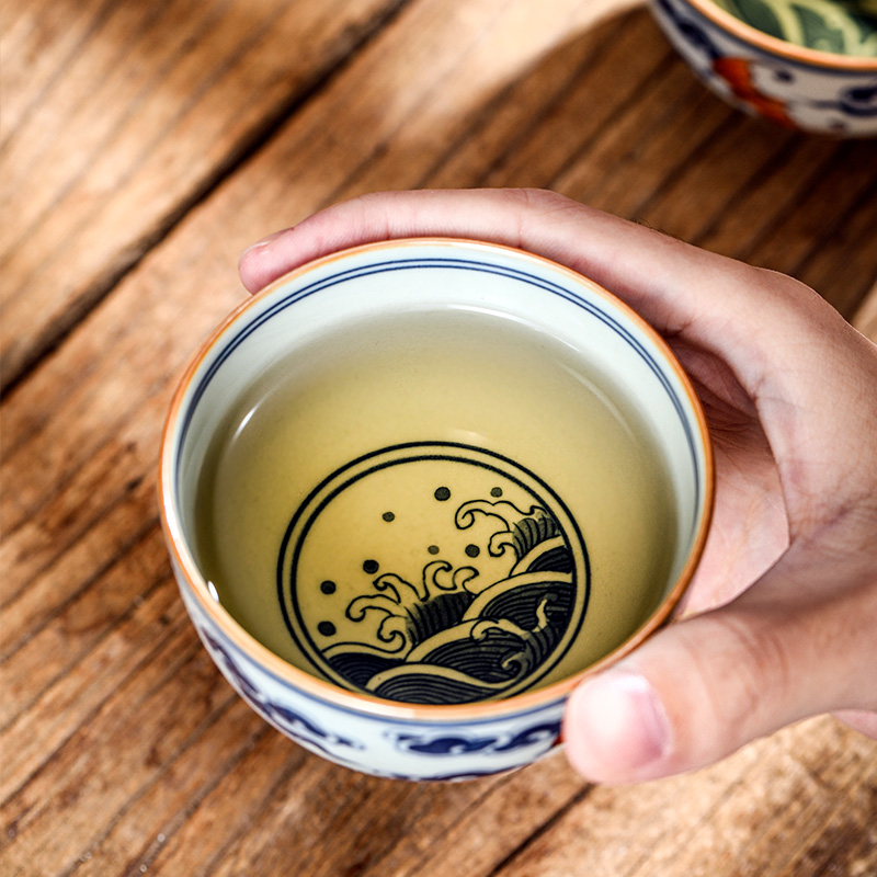 Blue and white master cup sample tea cup single cup tea pure manual jingdezhen ceramic cups single hand - made kung fu tea bowls