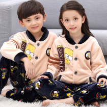 Children's pajamas boy Flannel with thick money in autumn winter