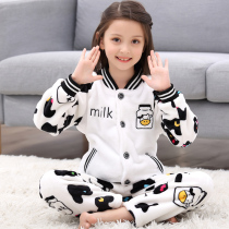 Teen pajamas female autumn and winter long sleeves flannel junior high school students girl 12-15 year old coral velvet suit