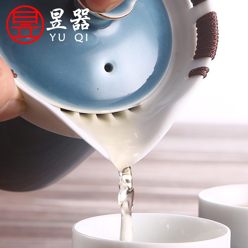 Yu is a portable travel kung fu tea set ceramic glass cup to crack a pot of four cups of is suing the car make tea