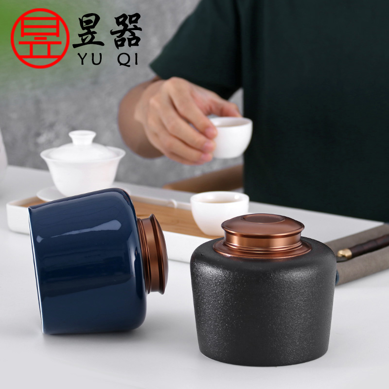 Ming ji yu machine caddy fixings ceramic decals sealed jar large scattered camellias pu 'er tea storage tank moistureproof and tea