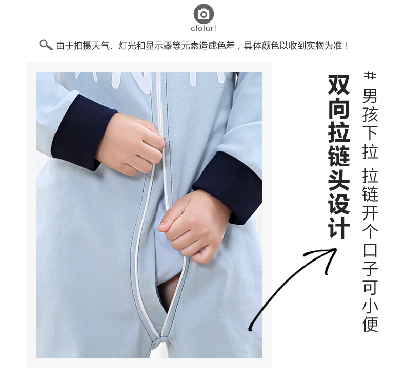 儿童连体睡衣春秋2男童防着凉大童宝宝男孩连体衣防踢纯棉家居服3商品详情图