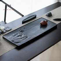 To the letter of the master handmade whole piece of natural Wujin Stone tea plate stone Tea Sea Large Black Gold Stone tea table home