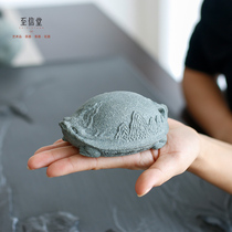 To the letter of the whole natural blue stone mountain sea turtle ornaments handmade stone tea pet crafts tea ceremony accessories tea play