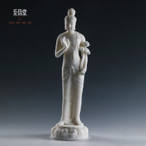 Zhixintang natural white marble holding lotus Guanyin Buddha statue handmade Guanyin Bodhisattva home furnishings gift