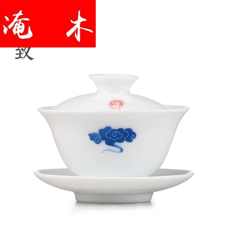 Submerged wood white porcelain hand - made porcelain tureen tea cups yongle sweet white glaze tureen three bowl of thin foetus ceramic kung fu tea set